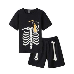 MyFav Glow in Dark Skull Pajamas 2-Piece Sleepwear Set Kids Clothes Boys 12y